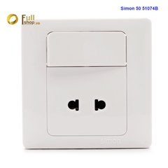 Ổ cắm 2 chấu vuông, dùng cho chấu tròn và dẹt kèm công tắc 2 chiều Simon Series 50 51074B