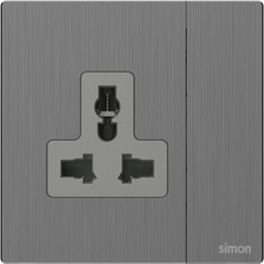 M7 Metal- Bộ ổ cắm 3 chấu đa năng + công tắc (13A 250V) (Brushed Grey) Simon M7 661089M-2B