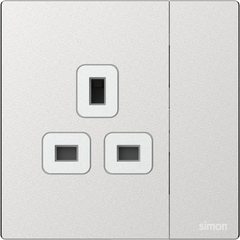 M7 Metal- Bộ ổ cắm kiểu anh 13A (Frosted Sliver) Simon M7 661382M-2A