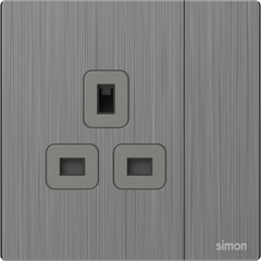 M7 Metal- Bộ ổ cắm kiểu anh 13A (Brushed Grey) Simon M7 661382M-2B
