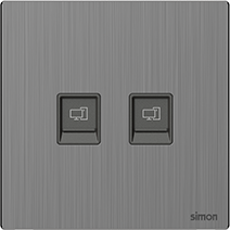 M7 Metal- Bộ ổ cắm mạng Cat6 đôi (Brushed Grey) Simon M7 665228M-2B