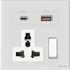 M7 Gem- Bộ ổ cắm đa năng kèm USB và A+C (Diamond White) Simon M7 66E7253G-4F