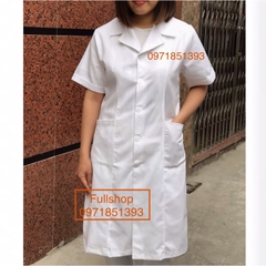 Áo Blouse trắng nữ cộc tay, dài tay cao cấp - Áo blu bác sĩ nữ, phòng khám, thẩm mỹ viện, spa,...
