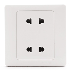 Ổ cắm đôi 2 chấu 10A dùng cho chấu tròn và dẹt Simon series 50 51072