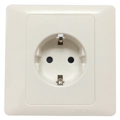 ổ cắm đơn 2 chấu kiểu Schuko, ổ cắm kiểu F có nối đất hoặc dây trung tính Simon 51687