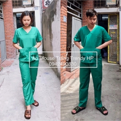 Bộ quần áo phẫu thuật nam nữ cao cấp - bộ quần áo blouse phẫu thuật xanh lá