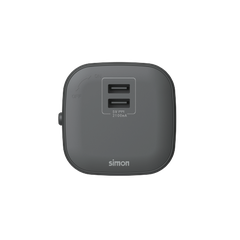 Ổ USB đôi DC 5V 2.1A vuông màu trắng Simon Track Socket MTS1E721-BL