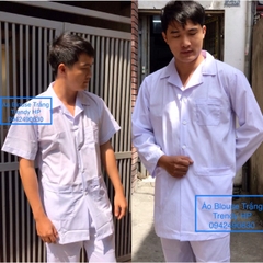 Áo blouse trắng nam nữ cộc tay, dài tay cho dược sĩ, điều dưỡng, y tá