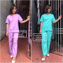 Bộ scrubs nữ - bộ kỹ thuật viên cổ tim nữ cộc tay cao cấp, Bệnh viện, Thẩm mỹ viện, spa