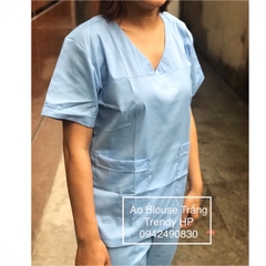 Bộ quần áo Phẫu Thuật nữ màu xanh dương - Áo đồng phục thẩm mỹ viện, spa màu xanh dương