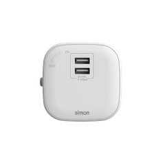 Ổ USB đôi DC 5V 2.1A vuông màu trắng Simon Track Socket MTS1E721