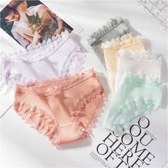 Set 5 quần lót nữ viền ren thân kẻ tăm quyến rũ