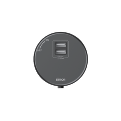 Ổ USB đôi DC 5V 2.1A Tròn màu trắng Simon Track Socket MTS1E722-BL