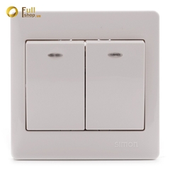 Bộ công tắc đôi vuông 2 chiều có đèn LED Simon Series 50 51022BD