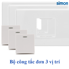 Bộ 3 công tắc điều khiển 1 bóng đèn lắp đế nổi hoặc âm chuẩn chữ nhật
