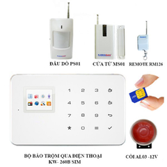 Báo trộm qua điện thoại bàn phím cảm ứng Kawa 260B Sim