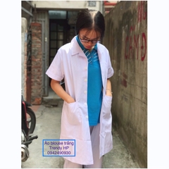 [Giá sỉ] Áo blouse trắng cộc tay, dài tay nam nữ đứng dáng chuẩn form