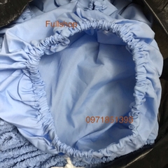 Mũ blouse vải công nghệ màu xanh dương - mũ vải chùm đầu tạp vụ, công nhân, nhân viên, bếp