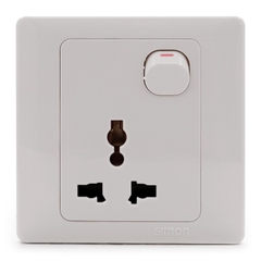 Ổ cắm 3 chấu đa tiêu chuẩn vuông kèm công tắc cho ổ cắm Simon Series 50 51089B