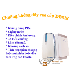 Bộ Chuông cửa không dây không pin kín nước hoàn toàn 1 nút 3 chuông (3 vị trí chuông) Kawasan DB818-02B8