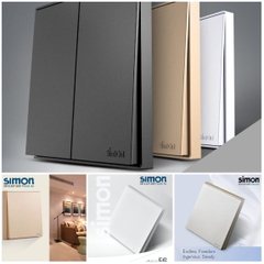 Công tắc đôi 1 chiều, màu đen, E6, Simon I7 721021-60