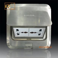 Ổ cắm sàn Màu Bạc gồm 2 ổ cắm 3 chấu đa tiêu chuẩn Simon TD120F25H