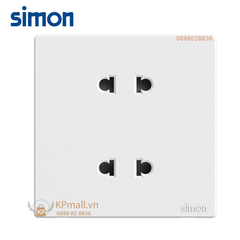 Bộ ổ cắm đôi 2 chấu 10A lắp chuẩn đế vuông Simon S6 581072