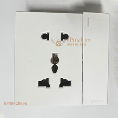 Bộ ổ cắm đơn 2 chấu và ổ đa năng kèm công tắc đơn 1 chiều lắp đế chuẩn vuông Simon S6 581080