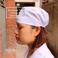 Mũ blouse trắng cao cấp - mũ blu bác sĩ, y tá, mũ vải blouse phòng thí nghiệm