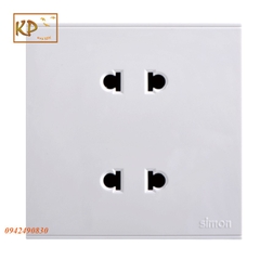 Ổ cắm đôi 2 chấu 10A dùng cho chấu tròn và dẹt Simon E6 721072