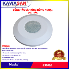 Công tắc cảm biến hồng ngoại, cảm ứng chuyển động gắn nổi trần siêu mỏng Kawasan SS702B