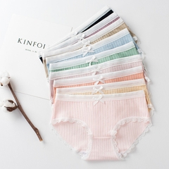 [Set 10 quần] quần lót nữ cotton gân tre viền ren gắn nơ sexy tôn dáng GT10