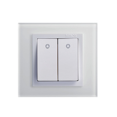 Module Công tắc đôi 1 chiều có đèn LED Simon V8