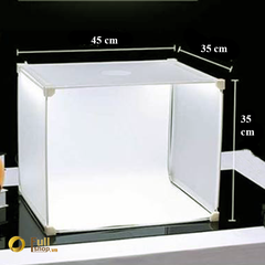 Hộp chụp ảnh sản phẩm có sẵn đèn LED 45x35x35 [Tặng kèm 1 phông nền trắng và đen]