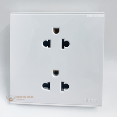 Ổ cắm đôi đa tiêu chuẩn 16A có tiếp địa kiểu Âu Mỹ chuẩn đế vuông simon E6 721287