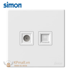 Bộ ổ cắm tivi + ổ cắm mạng cat6e vuông Simon S6 585302