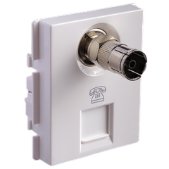 Bộ ổ cắm TV kết nối đầu ra chuẩn F và ổ cắm điện thoại chuẩn RJ11 cỡ L Simon Series 52 N53