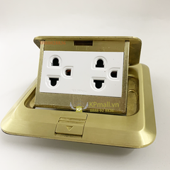 Bộ ổ cắm âm sàn đôi 3 chấu Simon màu vàng đồng SEF3600 hoặc màu bạc SEF4600