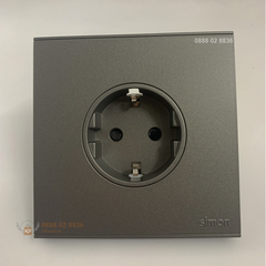 Ổ cắm schuko đơn 16A có tiếp địa lắp chuẩn vuông màu Grey (Xám) Simon E6 721687-61