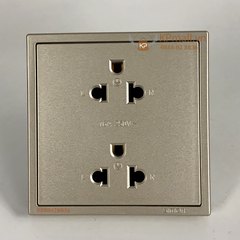 Bộ Ổ cắm đôi 3 chấu đa tiêu chuẩn 16A màu Sâm Panh Simon Series i7 711287-46