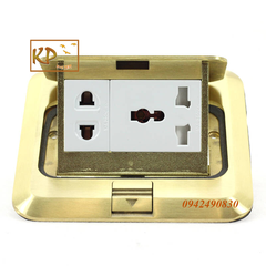 Bộ ổ cắm âm sàn gồm ổ cắm đơn 3 chấu đa năng và ổ cắm 2 chấu Simon màu vàng đồng SEF3701 hoặc màu bạc SEF4701