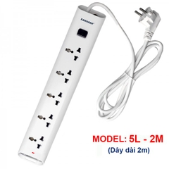 Ổ cắm điện dân dụng, 220V-13A, có phích cắm dây cáp 2x1.25m2, dài 2m: KW-2M5