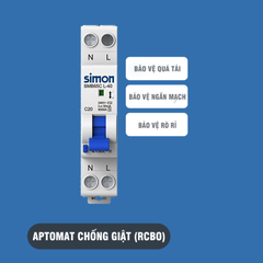 Aptomat chống giật 30mA 6000A 1P+N RCBO 6k 1P+N 32A SMB65CL-40C32