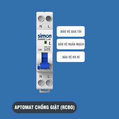 Aptomat chống giật 30mA 6000A 1P+N RCBO 6k 1P+N 40A SMB65CL-40C40
