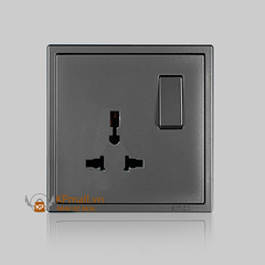 Module ổ cắm 3 chấu đa tiêu chuẩn kèm công tắc màu Xám Simon i7 701089-61