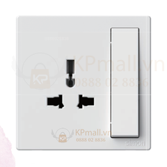 Bộ ổ cắm 3 chấu đa tiêu chuẩn kèm công tắc ổ Chuẩn vuông Simon Series S6 581089