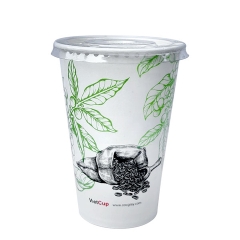 Cốc giấy 12oz 2PE kèm nắp lạnh - Lá