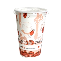 Cốc giấy 12oz 2PE kèm nắp lạnh - Hạt Cafe