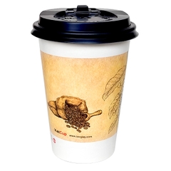 Cốc giấy 16oz 2PE kèm nắp nóng - Cafe