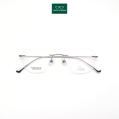 Gọng kính khoan mắt mèo nữ màu vàng titanium cao cấp 130021C
